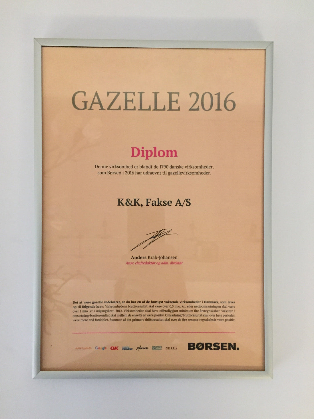 KopK.dk erhält zum zweiten Mal den Børsens Gazelle Award 2016