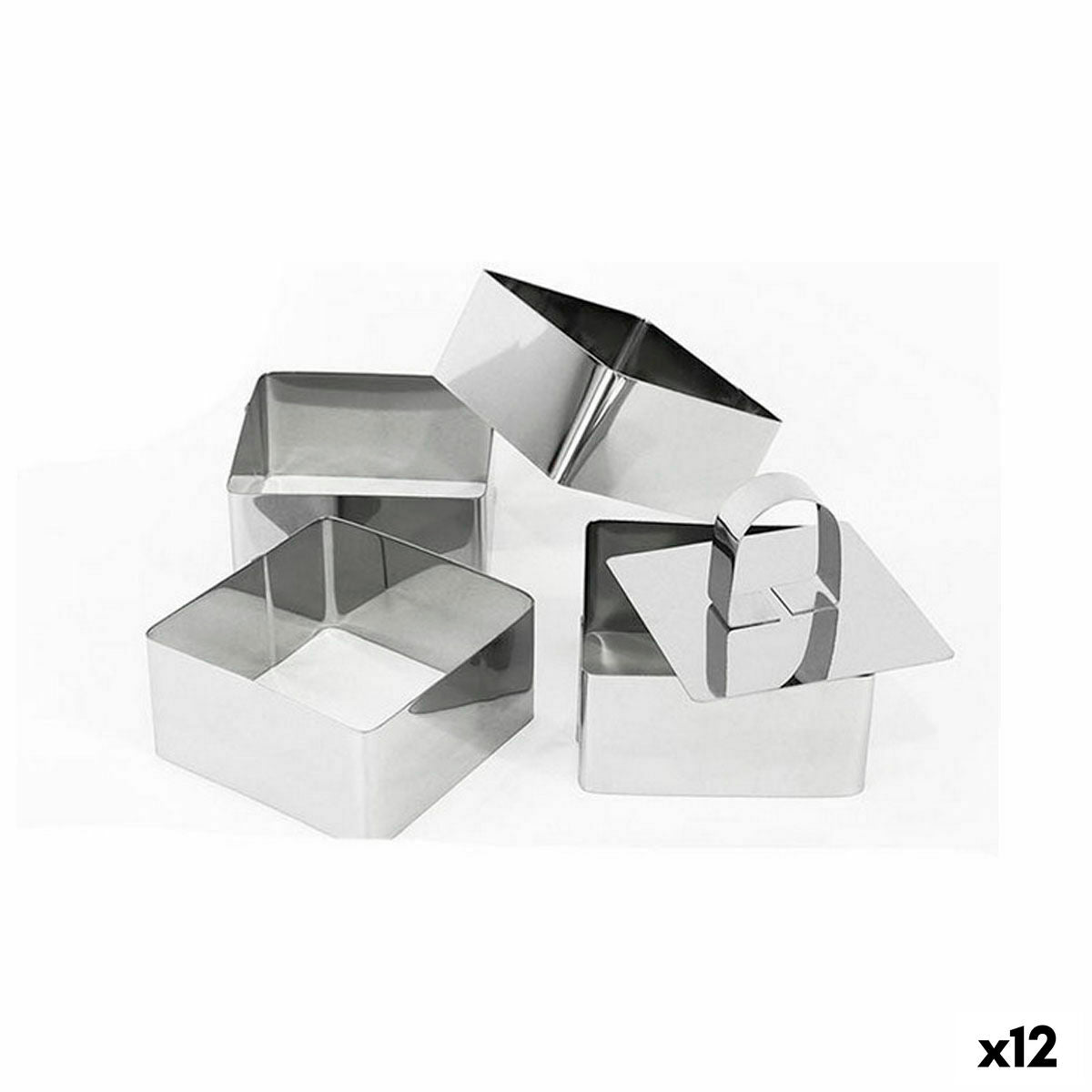 Backformen-Set Quttin Silberfarben Edelstahl 4 Stücke (12 Stück)