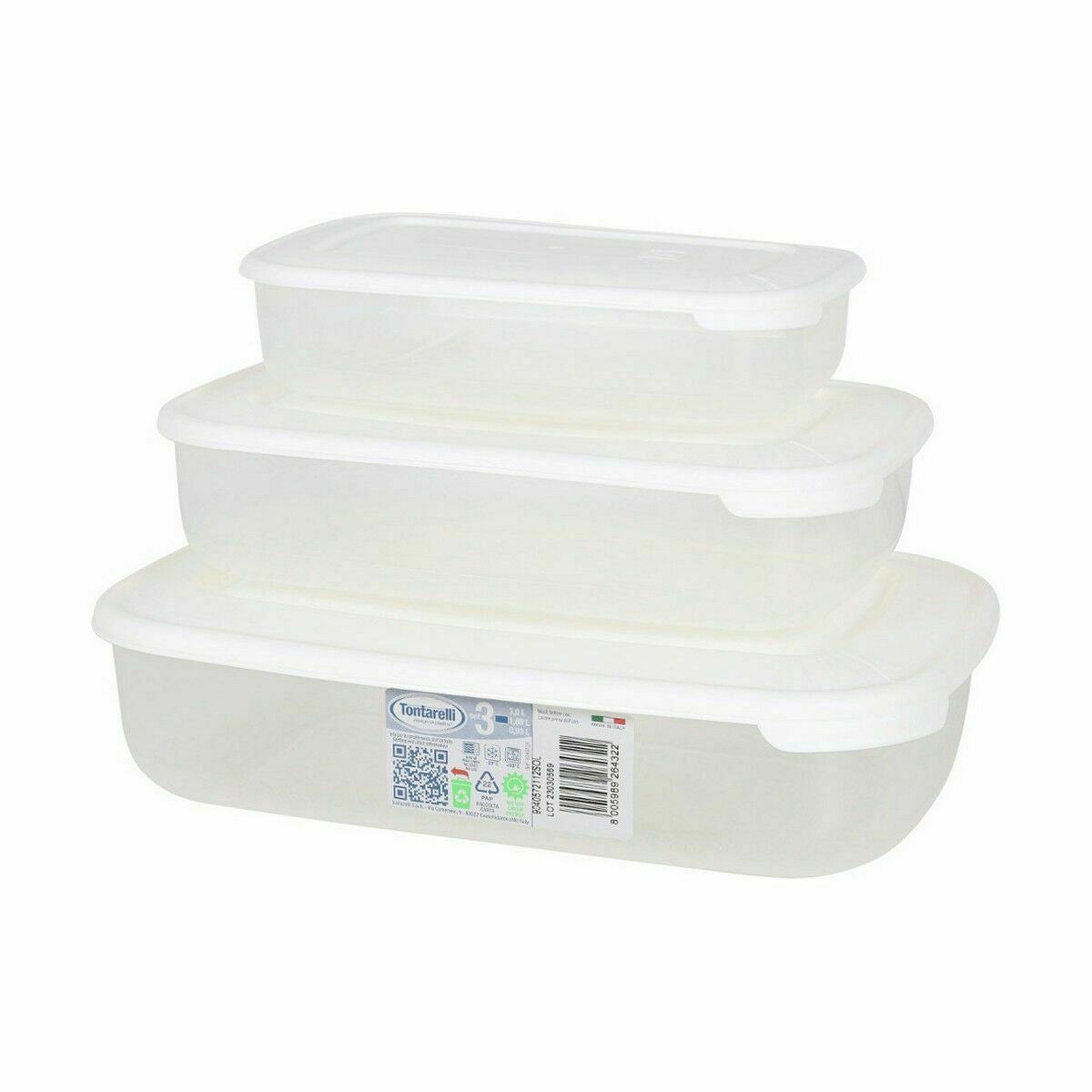 3 Lunchbox-Set Tontarelli Family Weiß rechteckig 29,6 x 19,8 x 7,7 cm (20 Stück)