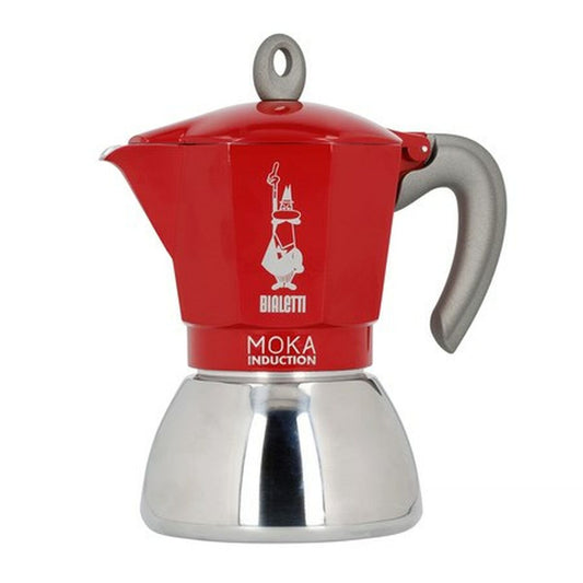 Italienische Kaffeemaschine Bialetti Moka Induction Schwarz Rot Metall Edelstahl Aluminium 300 ml 6 Tassen