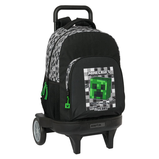 Schulrucksack mit Rädern Minecraft Schwarz grün Grau 33 X 45 X 22 cm