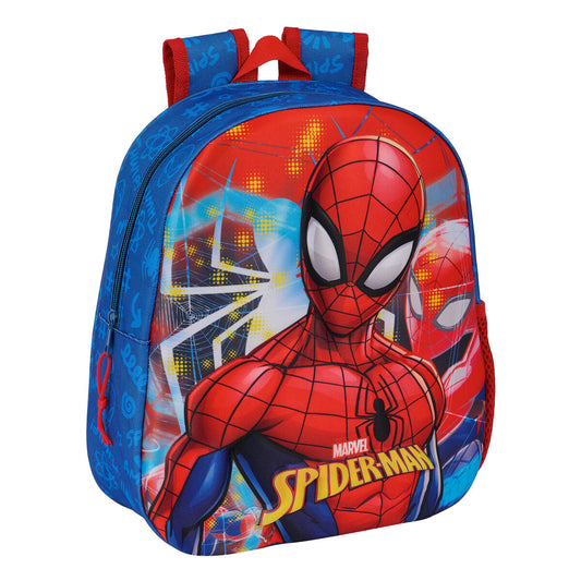 Schulrucksack 3D Spider-Man Rot Marineblau 27 x 33 x 10 cm