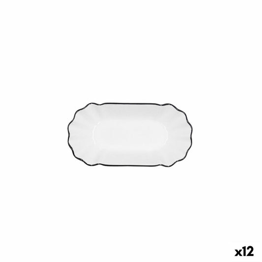 Tablett für Snacks Quid Gastro Weiß Schwarz aus Keramik 20,5 x 11 x 3,5 cm (12 Stück)