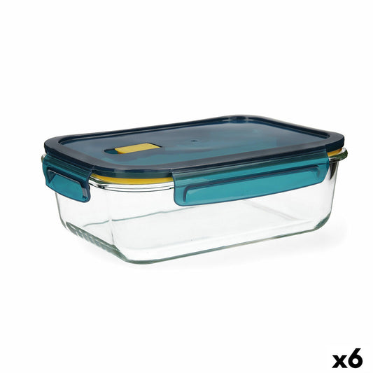 Lunchbox hermetisch Quid Astral Blau Glas 1,52 L 23 x 17,5 x 8,4 cm (6 Stück)
