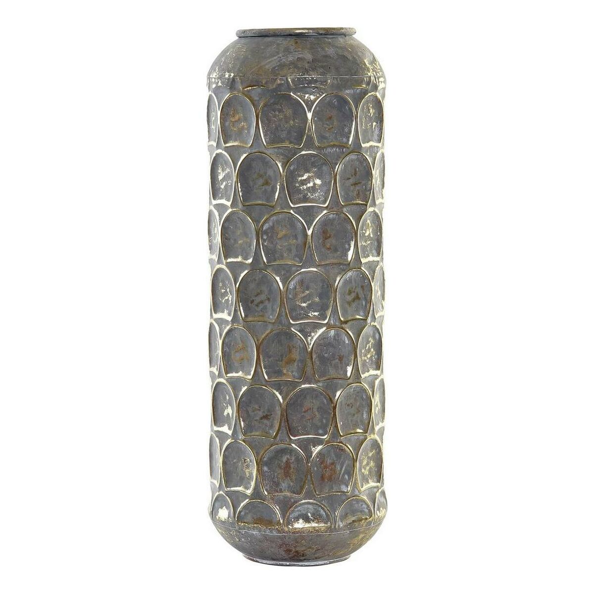 Vase DKD Home Decor Antiker Finish Grau Gold Metall Orientalisch 19 x 19 x 47 cm