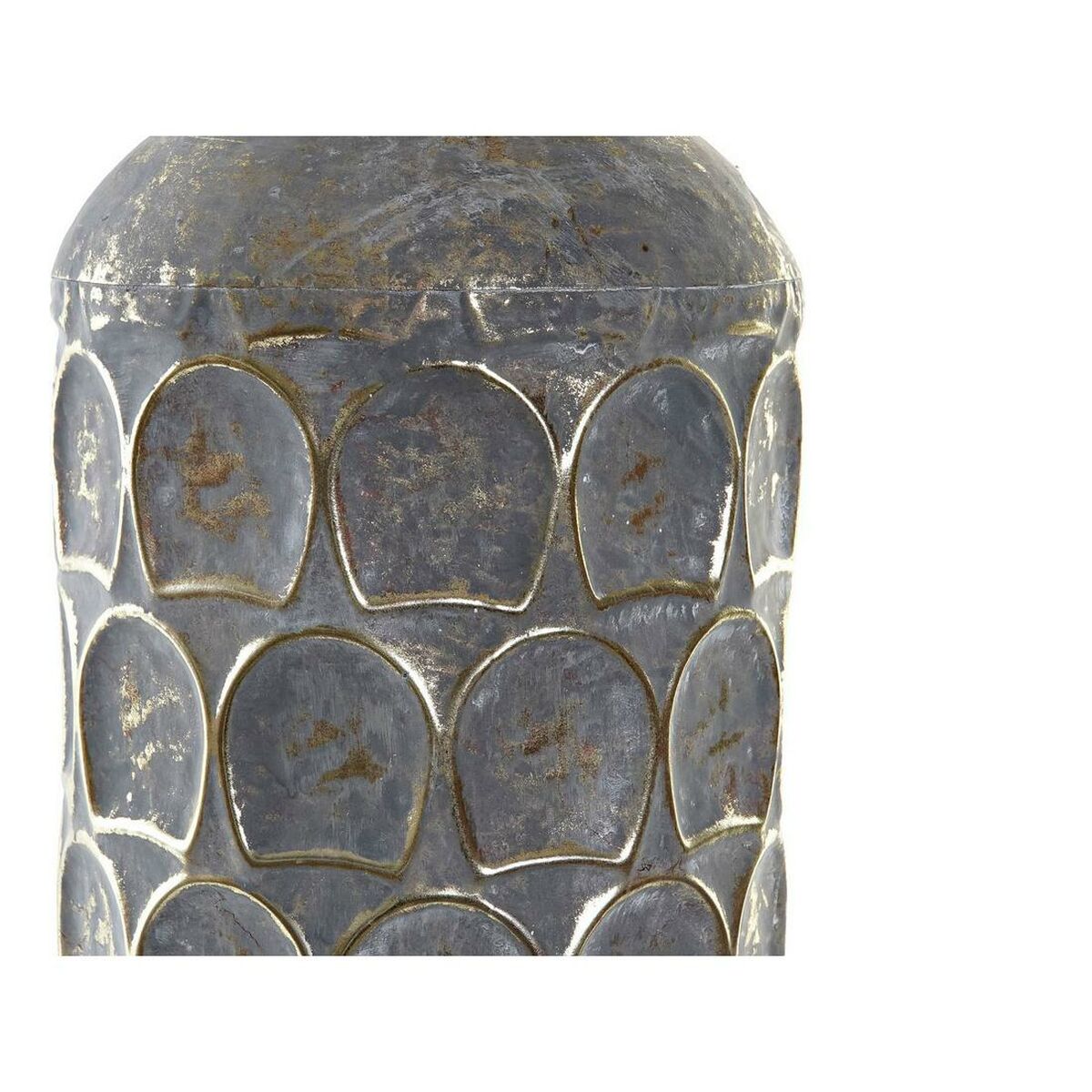 Vase DKD Home Decor Antiker Finish Grau Gold Metall Orientalisch 19 x 19 x 47 cm