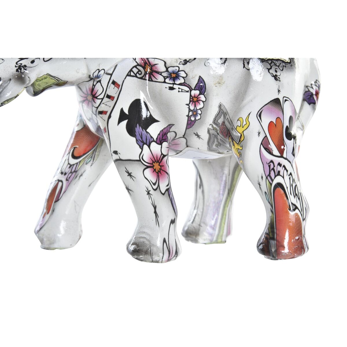 Deko-Figur DKD Home Decor Weiß Bunt Elefant Kolonial 11 x 5 x 9 cm