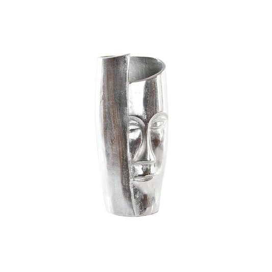Vase DKD Home Decor 15 x 13 x 31 cm Gesicht Silberfarben Aluminium Moderne