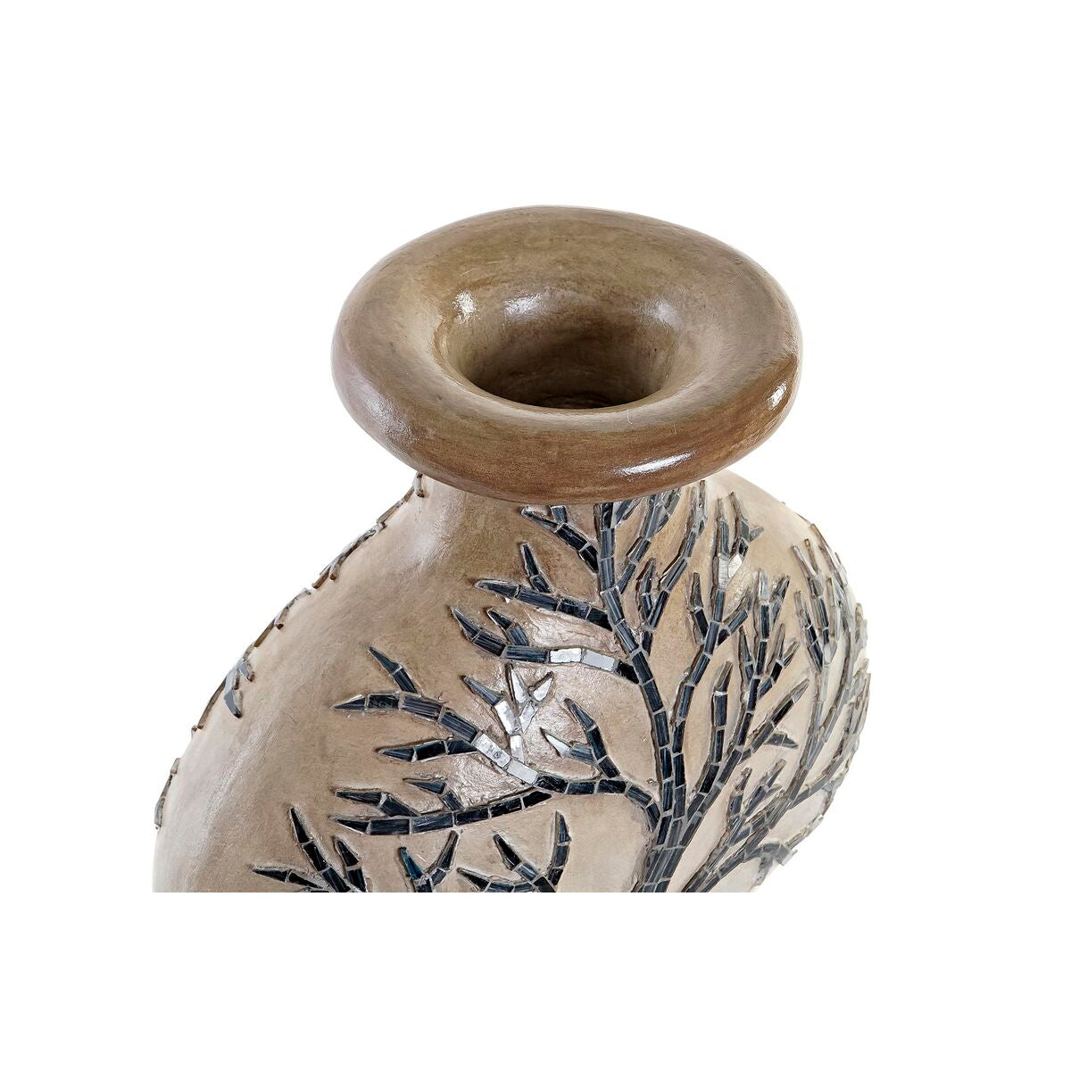 Vase DKD Home Decor Baum Kristall Schwarz Beige Terrakotta (30 x 15 x 33,5 cm)