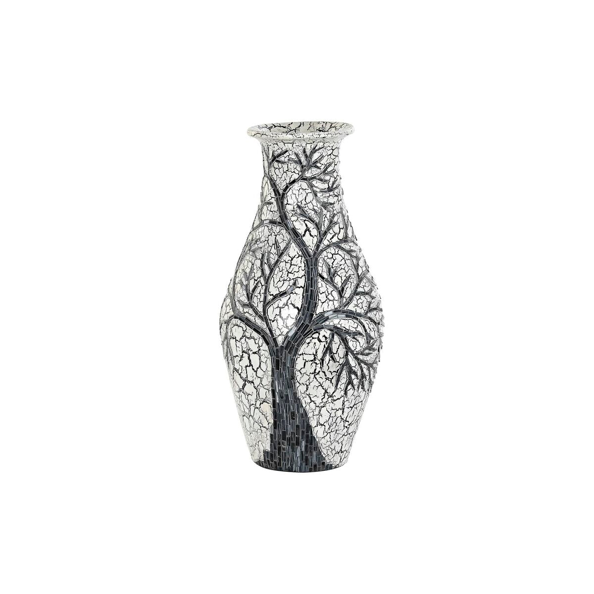 Vase DKD Home Decor Baum Weiß Schwarz Weiß/Schwarz Kristall Terrakotta 29 x 29 x 60 cm