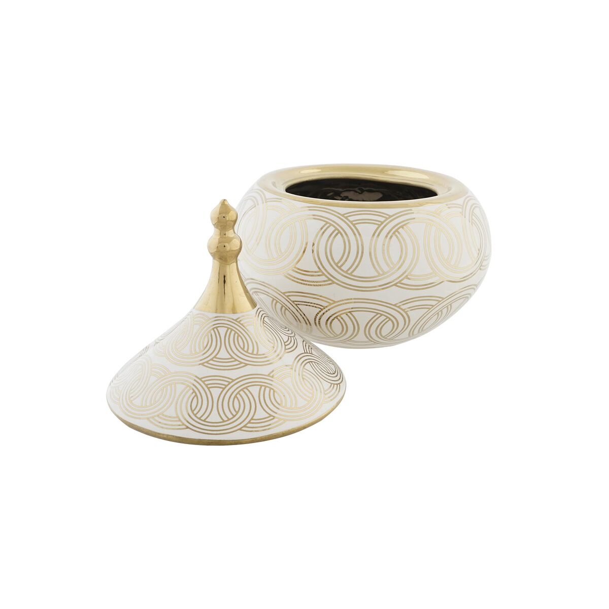 Vase DKD Home Decor Weiß Gold Porzellan Orientalisch Verchromt 18 x 18 x 22 cm