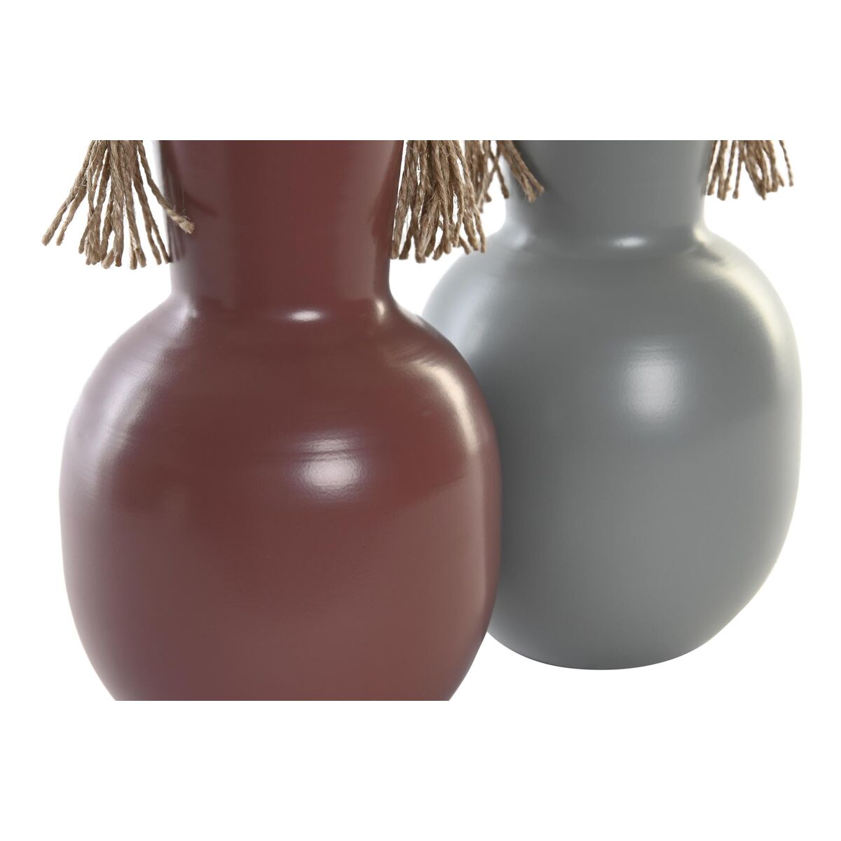 Vase DKD Home Decor 14 x 13 x 24 cm Grau Metall Terrakotta (2 Stück)