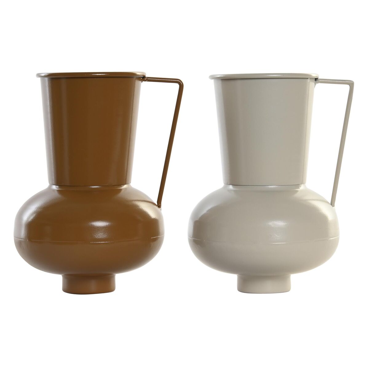 Vase DKD Home Decor 13 x 12.5 x 17 cm Beige Metall Orange Senf (2 Stück)