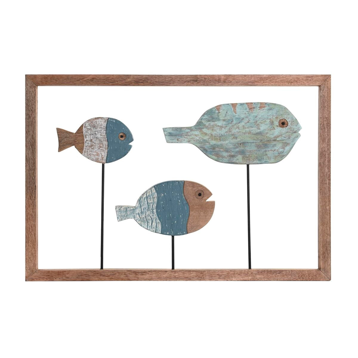 Wanddekoration DKD Home Decor 72 x 3 x 49 cm natürlich Weiß Bunt Mediterraner Fische