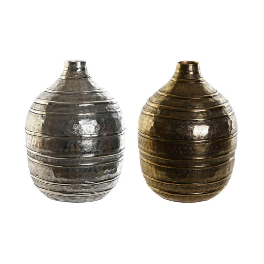 Vase DKD Home Decor 20 x 20 x 28,5 cm Silberfarben Gold Aluminium Moderne (2 Stück)