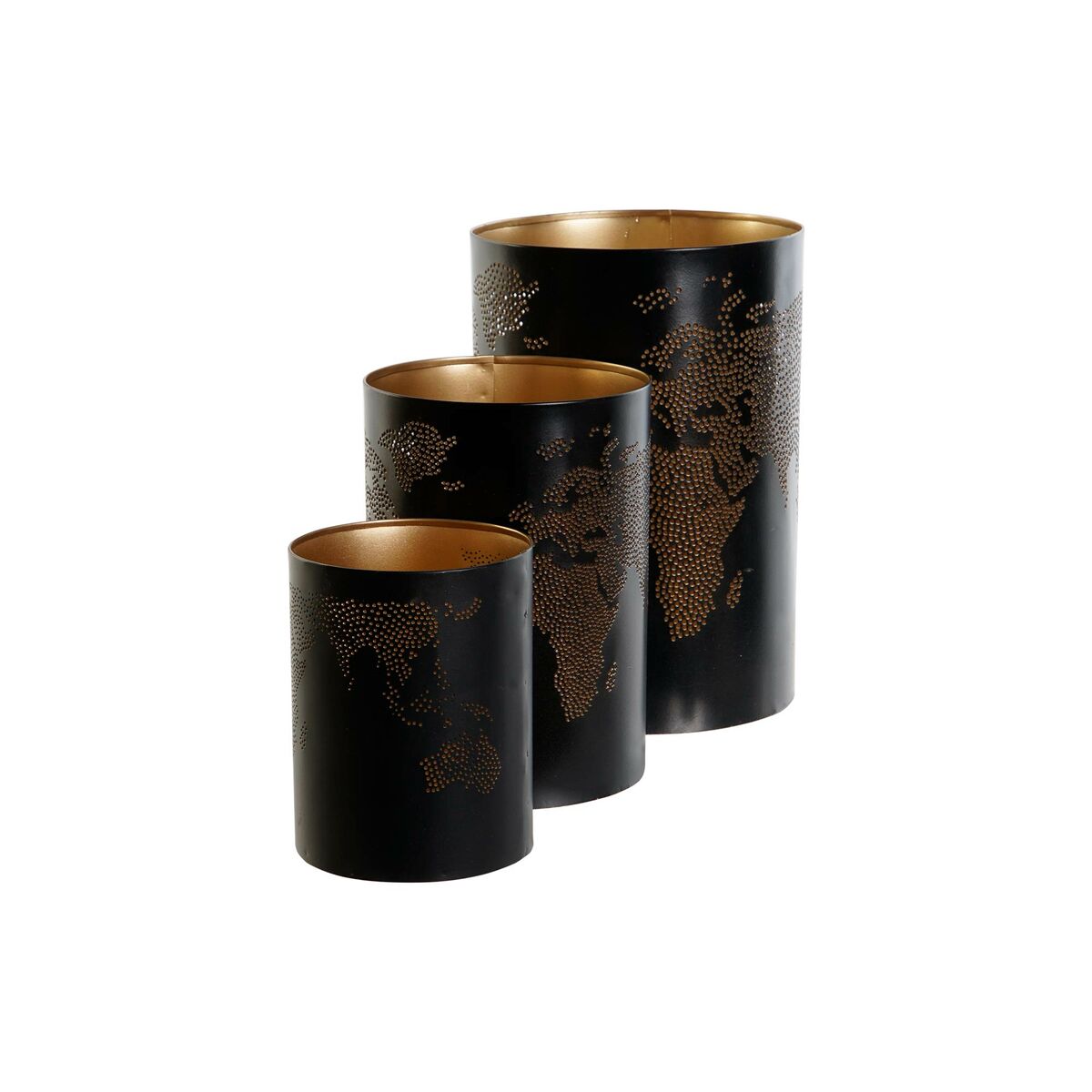 Kerzenschalensatz DKD Home Decor Weiß Schwarz Metall 15 x 15 x 22 cm (2 Stück)