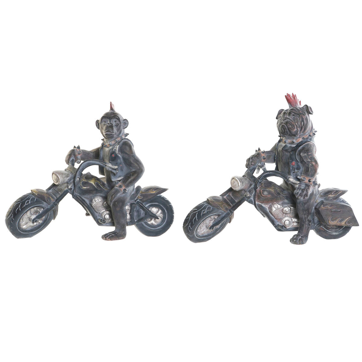 Deko-Figur Home ESPRIT Dunkelgrau Motorradfahrer 24 x 15 x 29 cm (2 Stück)