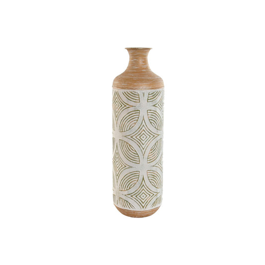 Vase Home ESPRIT grün Beige natürlich Metall Tropical 18 x 18 x 56 cm