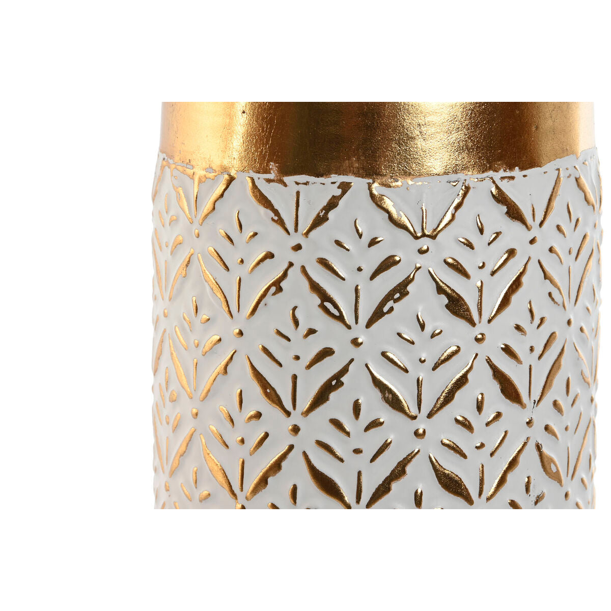 Vase Home ESPRIT Weiß Gold Metall 14 x 14 x 63 cm