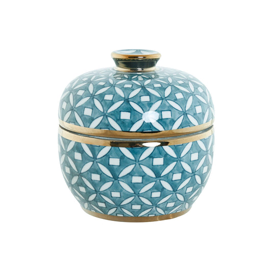 Vase Home ESPRIT Blau Gold Aluminium Porzellan 15 x 15 x 15 cm