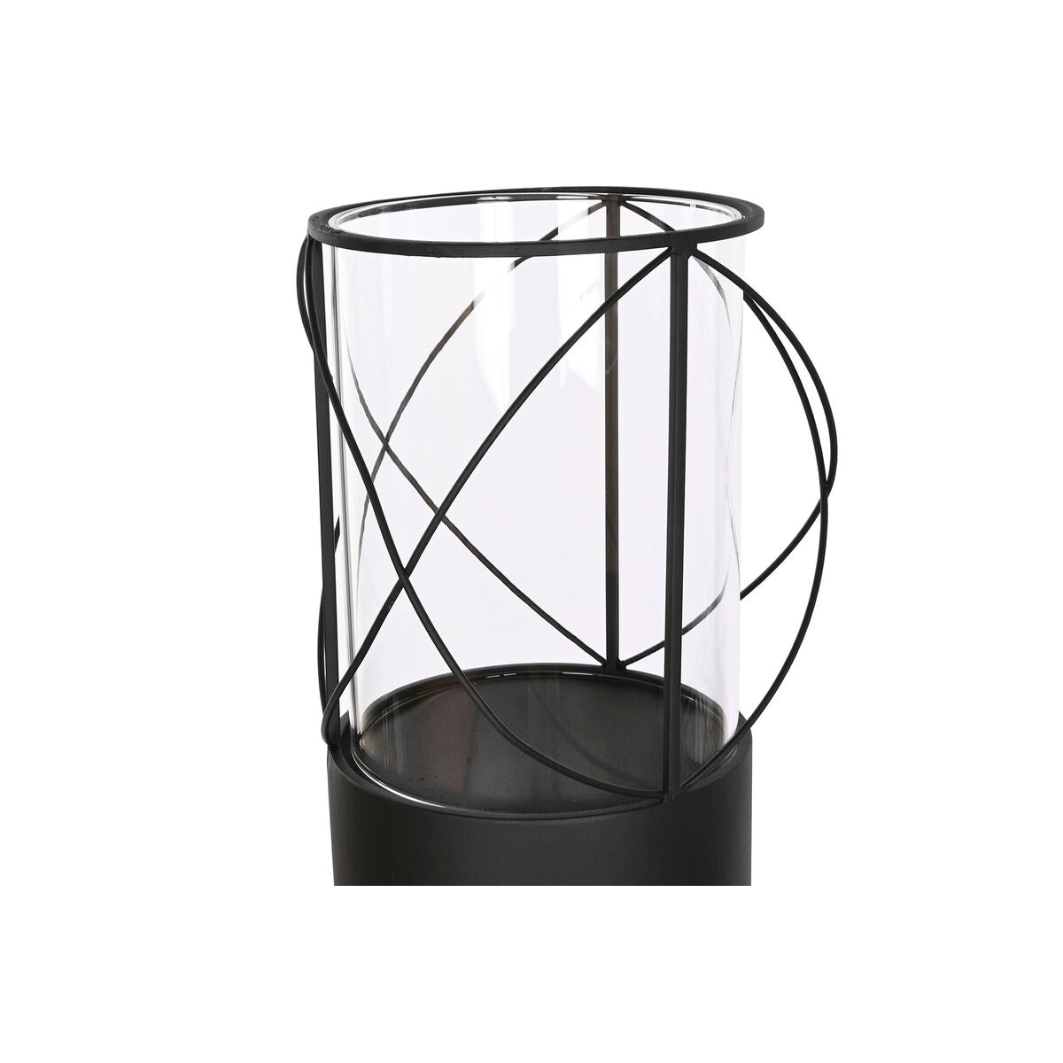 Kerzenschalensatz Home ESPRIT Schwarz Metall Kristall 27 x 27 x 125 cm (2 Stück)
