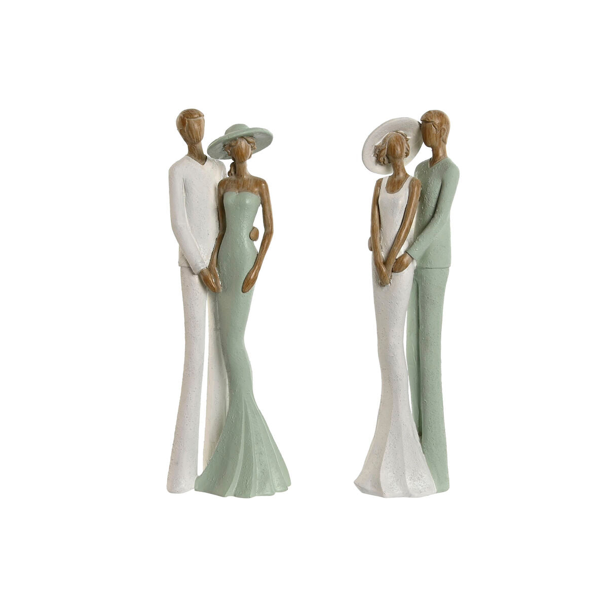Deko-Figur Home ESPRIT Weiß grün Ehepaar 10 x 7,5 x 31 cm (2 Stück)
