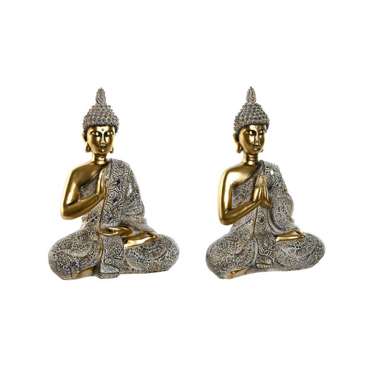 Deko-Figur Home ESPRIT Beige Gold Buddha Orientalisch 21 x 11,5 x 28 cm (2 Stück)