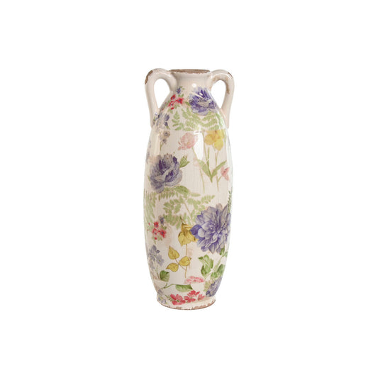 Vase Home ESPRIT Weiß Bunt Lila Steingut 13 x 13 x 35 cm