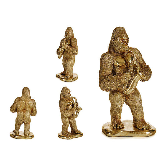 Deko-Figur Gorilla Saxofon Gold 18,5 x 38,8 x 22 cm