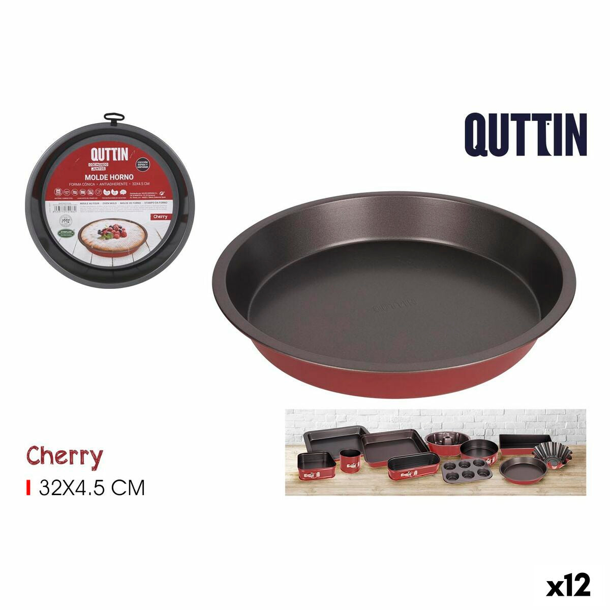 Backform Quttin Cherry Kohlenstoffstahl 32 x 32 x 5 cm (12 Stück)