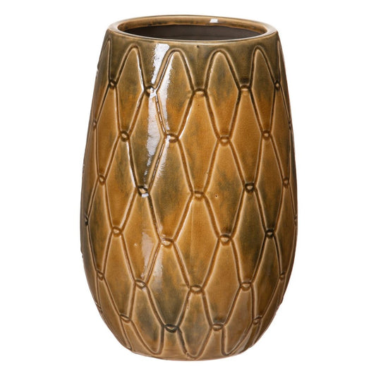 Vase 18 x 18 x 27,5 cm aus Keramik Senf