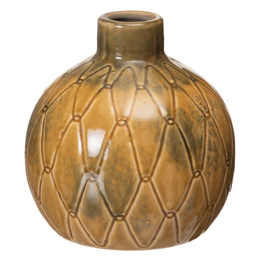 Vase 17,5 x 17,5 x 18 cm aus Keramik Senf