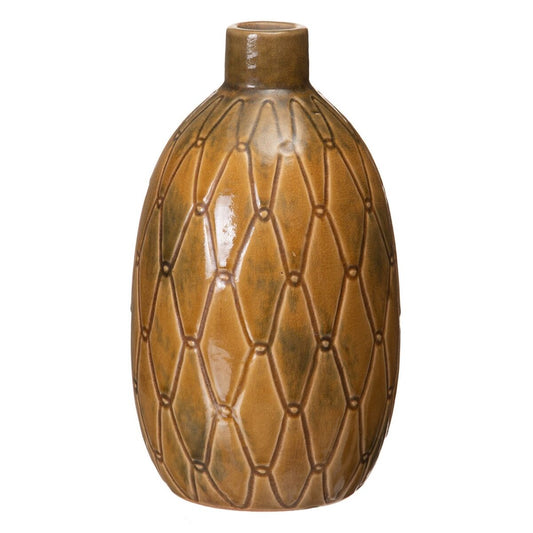 Vase aus Keramik 17 x 17 x 30 cm Senf