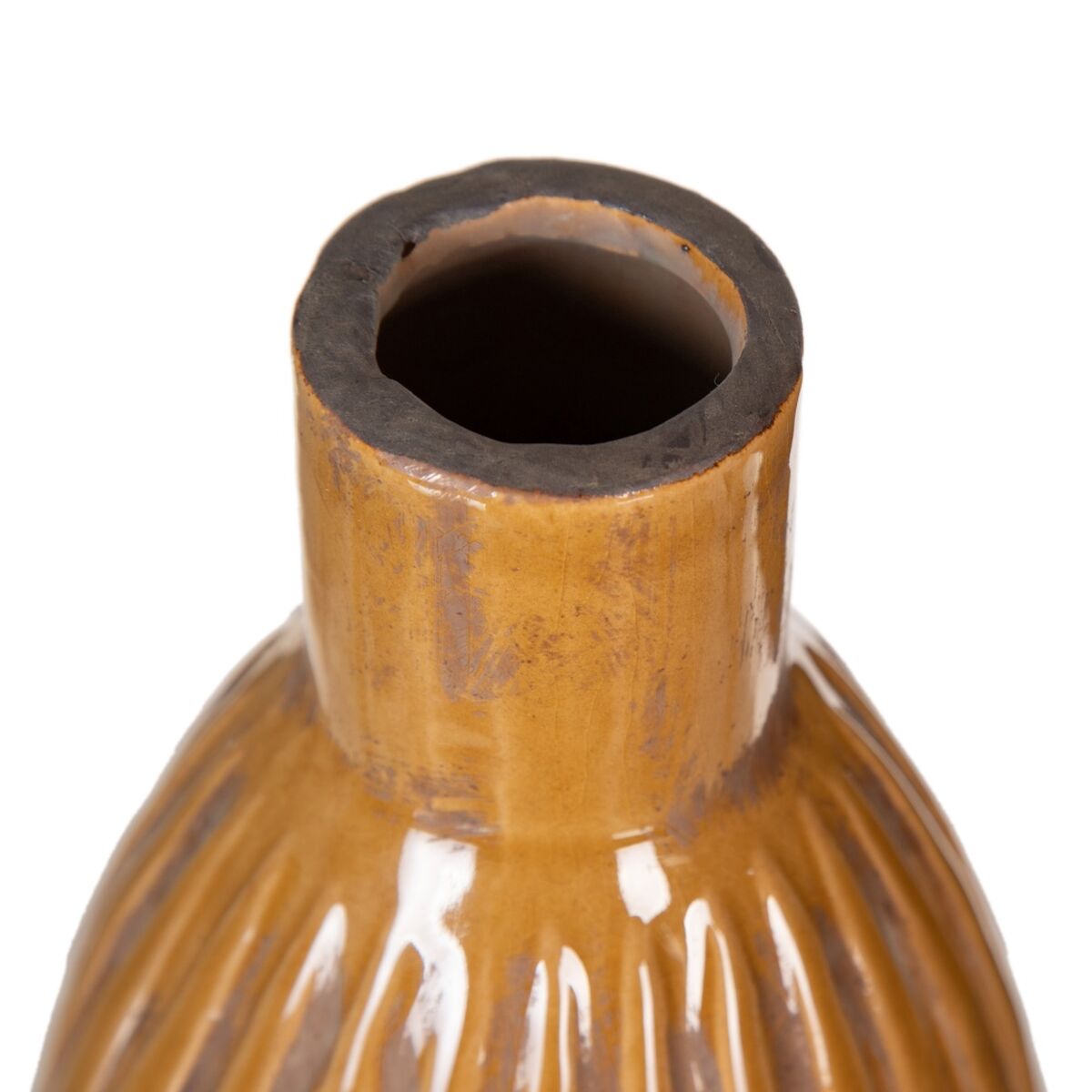 Vase 14 x 14 x 25,5 cm aus Keramik Senf