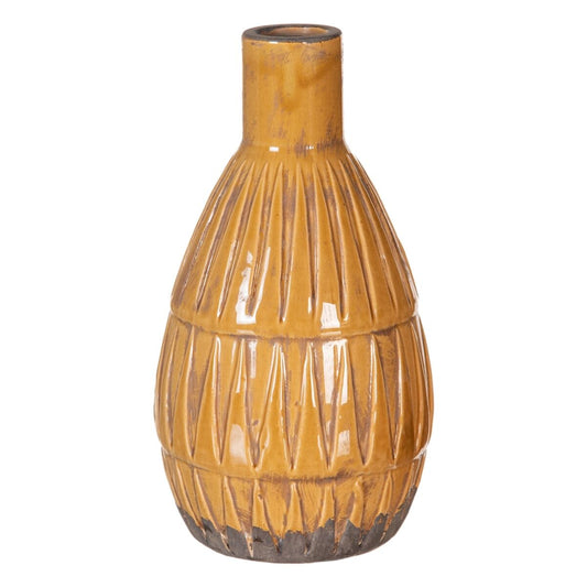 Vase 16,5 x 16,5 x 30 cm aus Keramik Senf