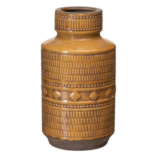 Vase 18 x 18 x 32,5 cm aus Keramik Senf