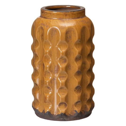 Vase 17 x 17 x 29 cm aus Keramik Senf