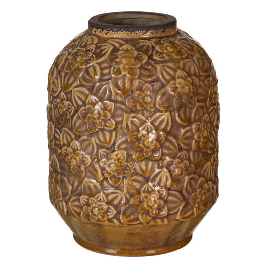 Vase 20,5 x 20,5 x 26,5 cm aus Keramik Braun