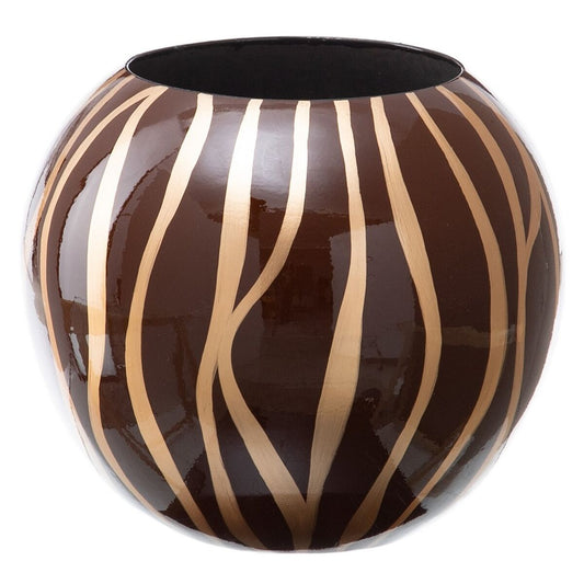 Vase 27 x 27 x 23 cm Zebra aus Keramik Gold Braun