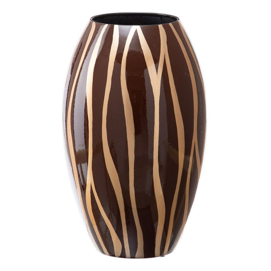 Vase 21,5 x 21,5 x 36 cm Zebra aus Keramik Gold Braun