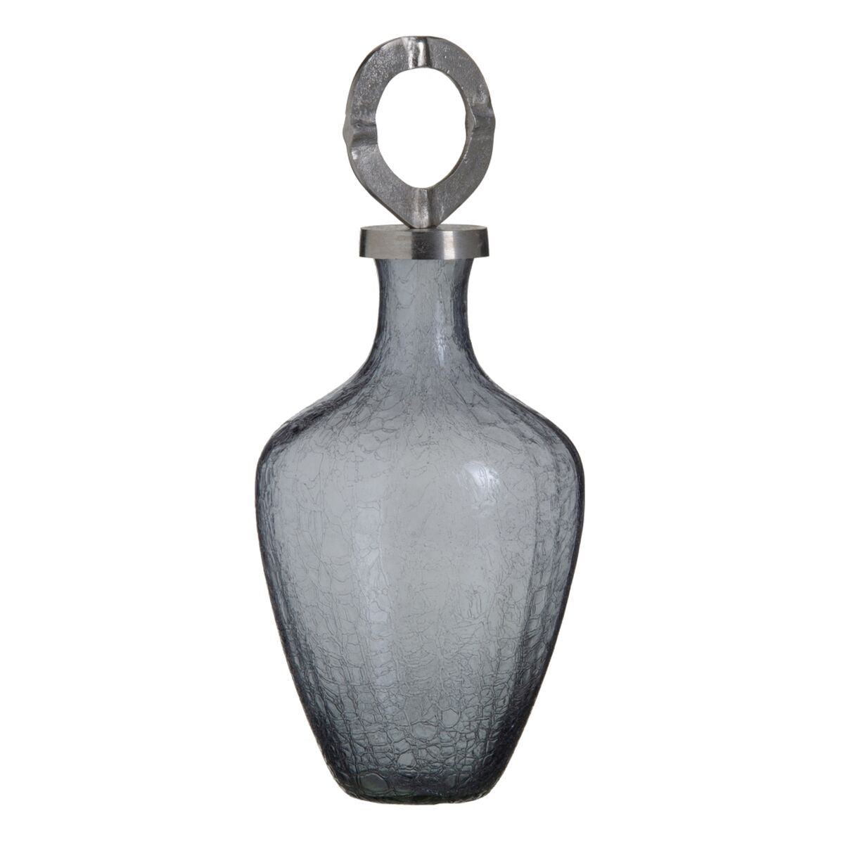 Vase Kristall Grau Metall Silber 23 x 23 x 47 cm