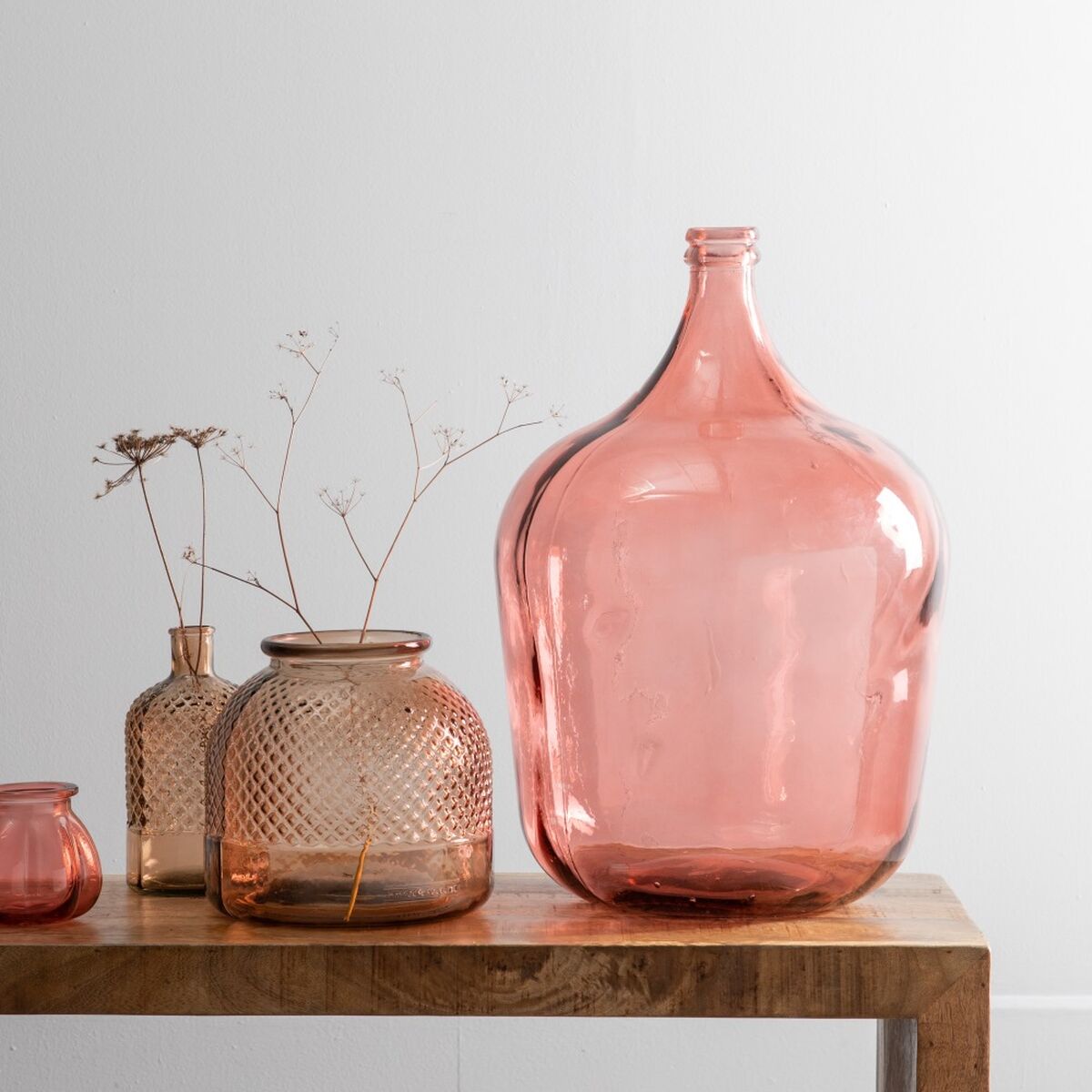 Vase Recyceltes Glas 24 x 24 x 24 cm Karamell
