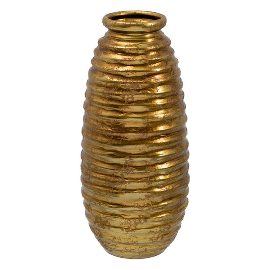 Vase 24 x 24 x 60 cm aus Keramik Gold
