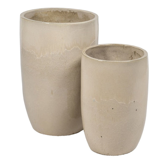 Vase Creme aus Keramik 52 x 52 x 80 cm (2 Stück)