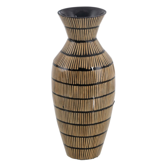 Vase Schwarz Beige Bambus 22 x 22 x 52 cm