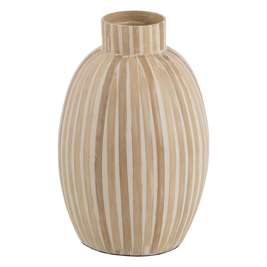 Vase Weiß Beige Bambus 24 x 24 x 37 cm