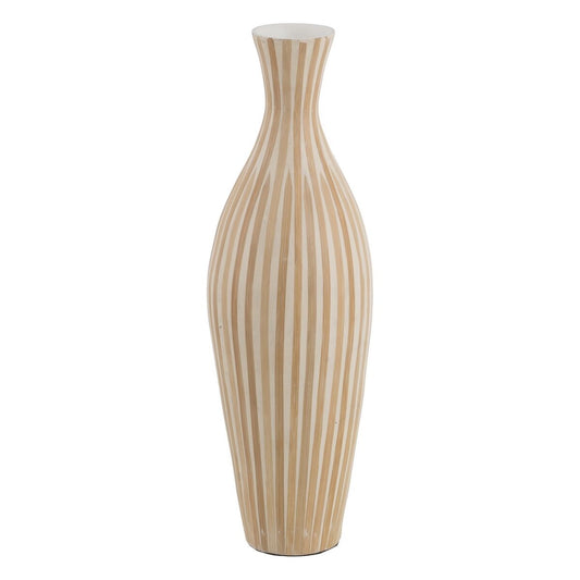 Vase Weiß Beige Bambus 20 x 20 x 64 cm