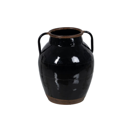 Vase Schwarz Eisen 18,5 x 18,5 x 22 cm