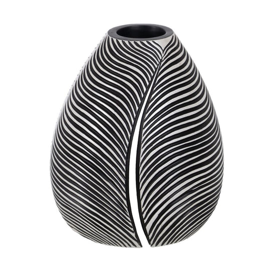 Vase Weiß Schwarz Polyesterharz 17,5 x 17,5 x 20,5 cm