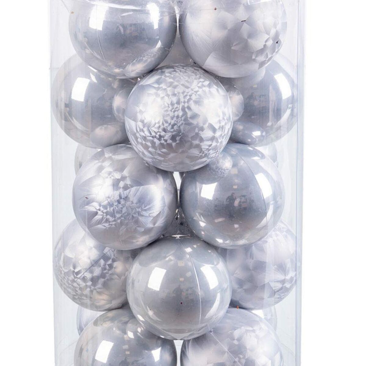 Weihnachtsbaumkugeln Silberfarben Kunststoff 6 x 6 x 6 cm (20 Stück)